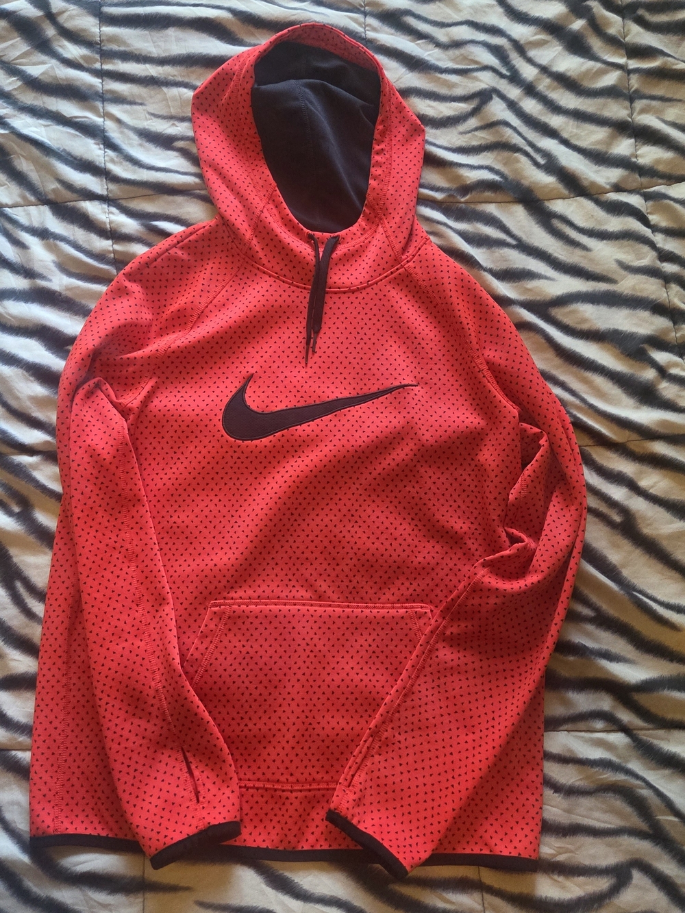 Nike Red Hooded Pullover with Black Swoosh